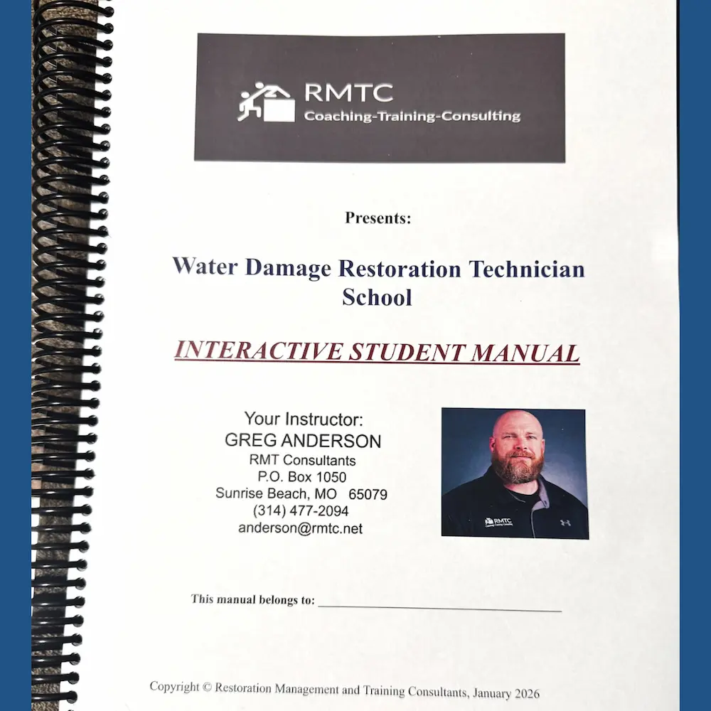 Printed Edition of Greg Anderson IICRC Water Damage Restoration Technician Course (WRT)
